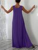 Plus Size Summer Solid Color Dress with Side Pockets (European and American Style)