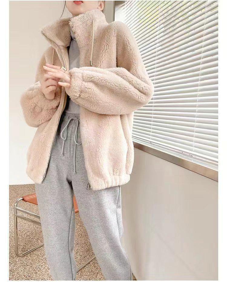 2024 Autumn/Winter Korean Style Women's Plus Size Velvet Fleece Jacket - Double-Sided Plush, Loose Fit, Casual Fashion Outerwear