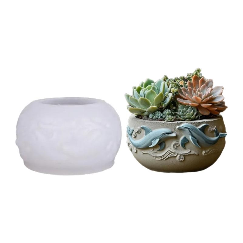 

Flexible Silicone Dolphin Planter Mold Jewelry Making Tool Silicone Texture for Easy Demolding and Multipurpose Use 1