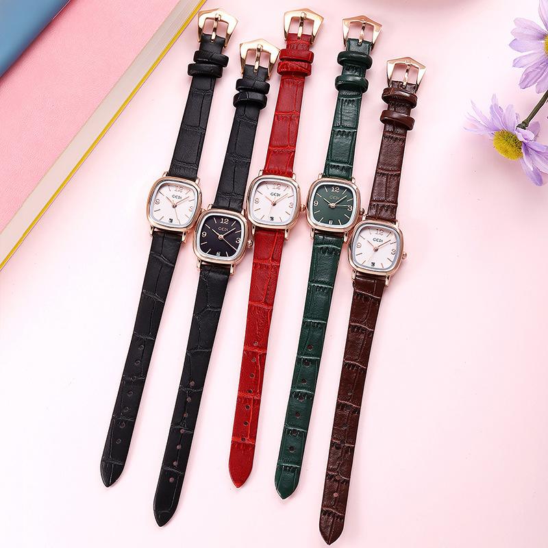 Korean Classic Vintage Square Belt Women'S Fashion Trend Compact Student Calendar Quartz Waterproof Watch