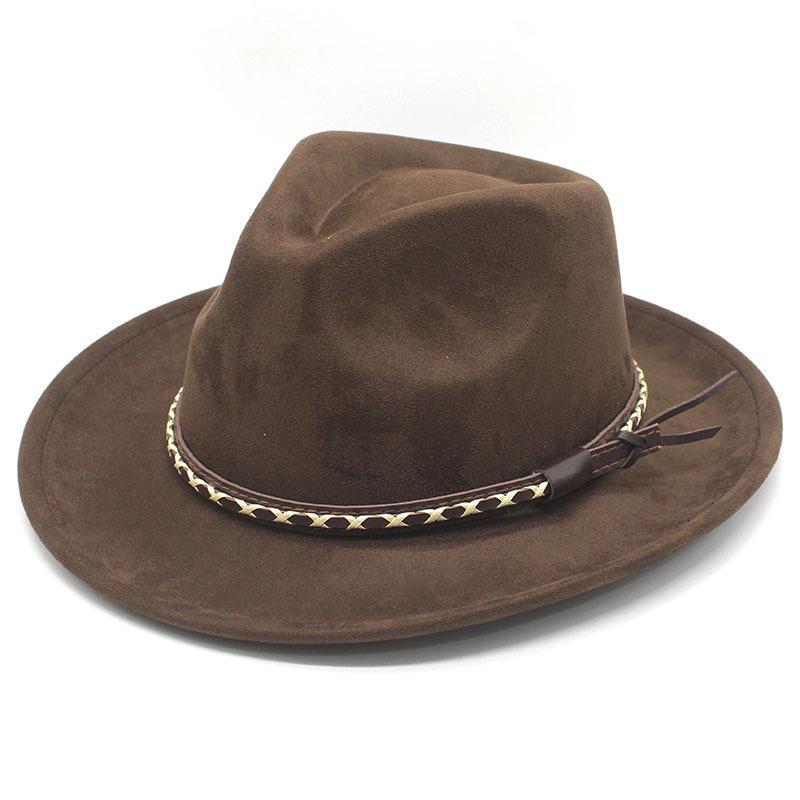 New European and American Men's and Women's Top Hats, Western Cowboy Hats, Suede Jazz Hats, Sunshade Crimped New Top Hats