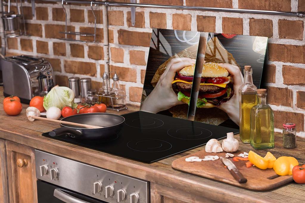 SZKLANA PŁYTA OCHRONNA DO KUCHNI 65x52 HAMBURGER