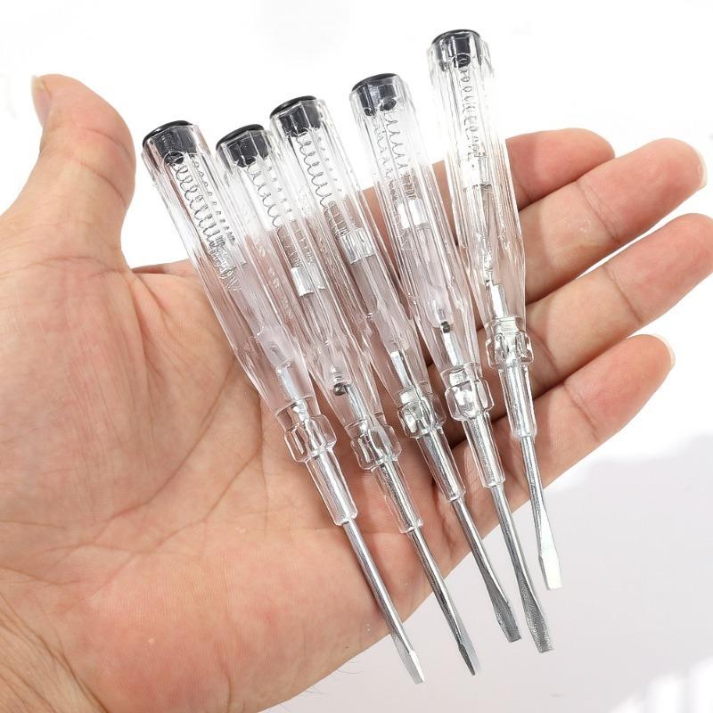 Electrician Transparent Test Pencil Slotted Screwdriver AC 100-500V Contact-type Voltage Tester Car Circuit Inspection Tools