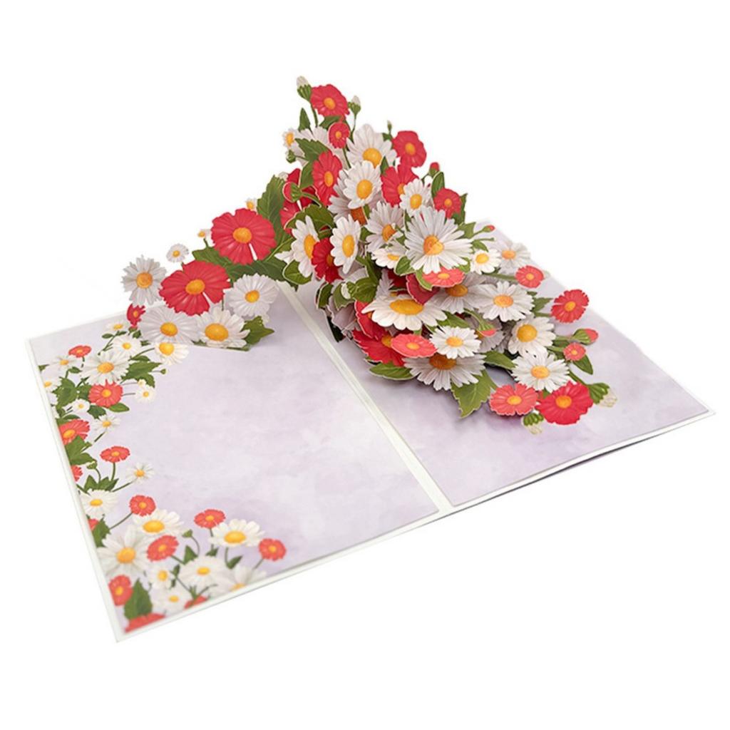 Handmade Invitation Card Mother's Day Greeting Card with Flower Embellishments Mom Birthday Gift Party Supplies