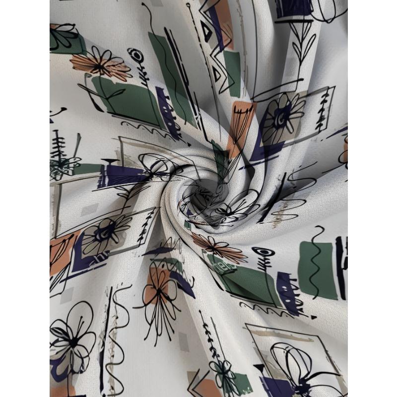 Women's plus size loose top with pocket design and artistic print