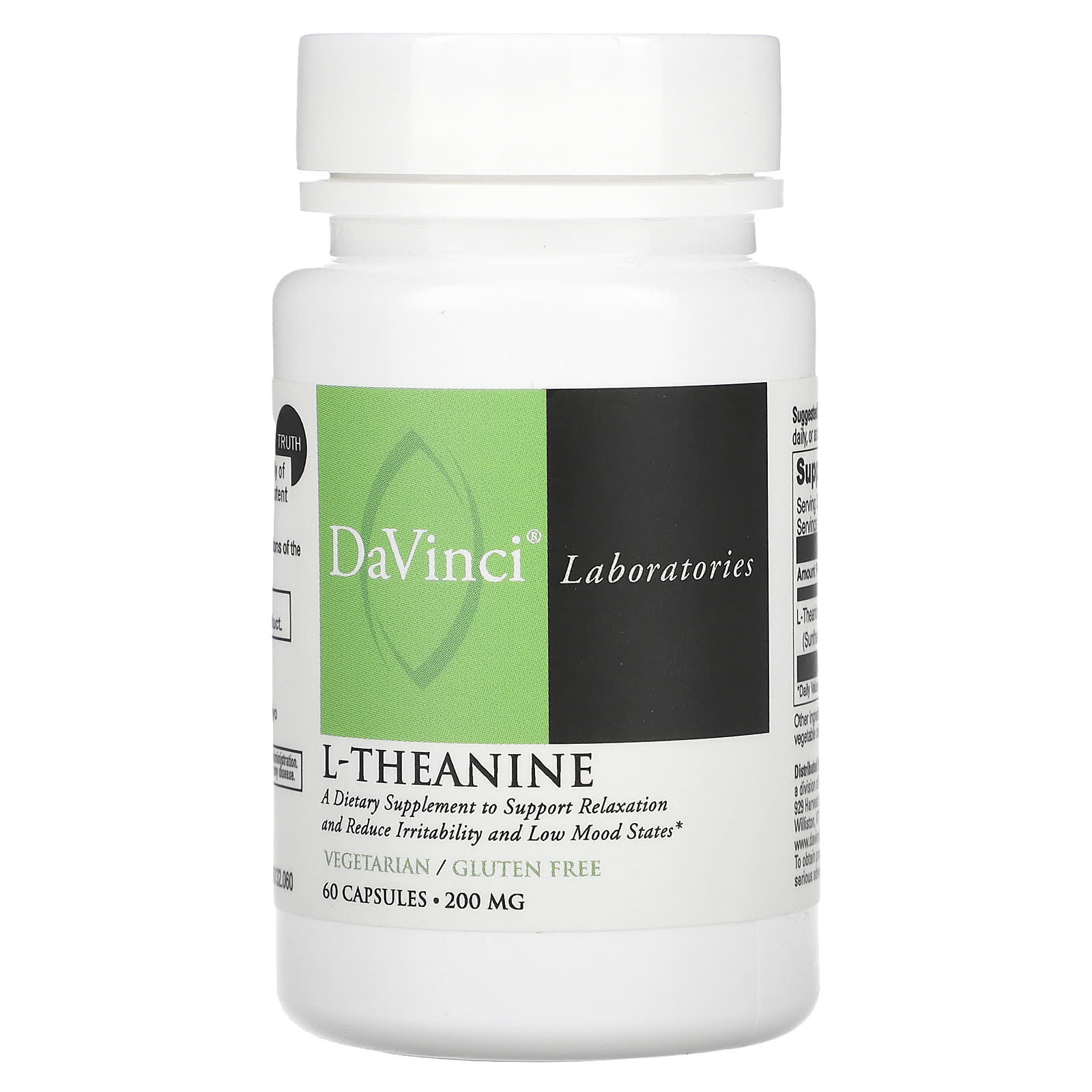 

DaVinci Laboratories of Vermont, л-теанін, 200 мг, 60 капсул