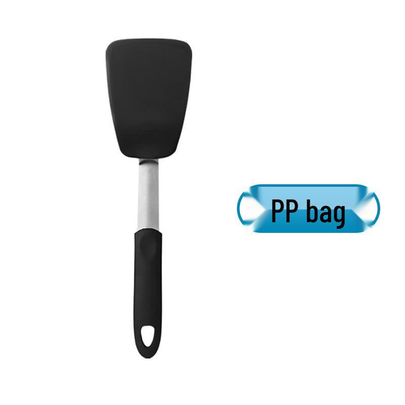 

Silicone Turner, Spatula & Slotted Spoon Kitchen Set - Non-stick Frying Pan and Steak Fryer.