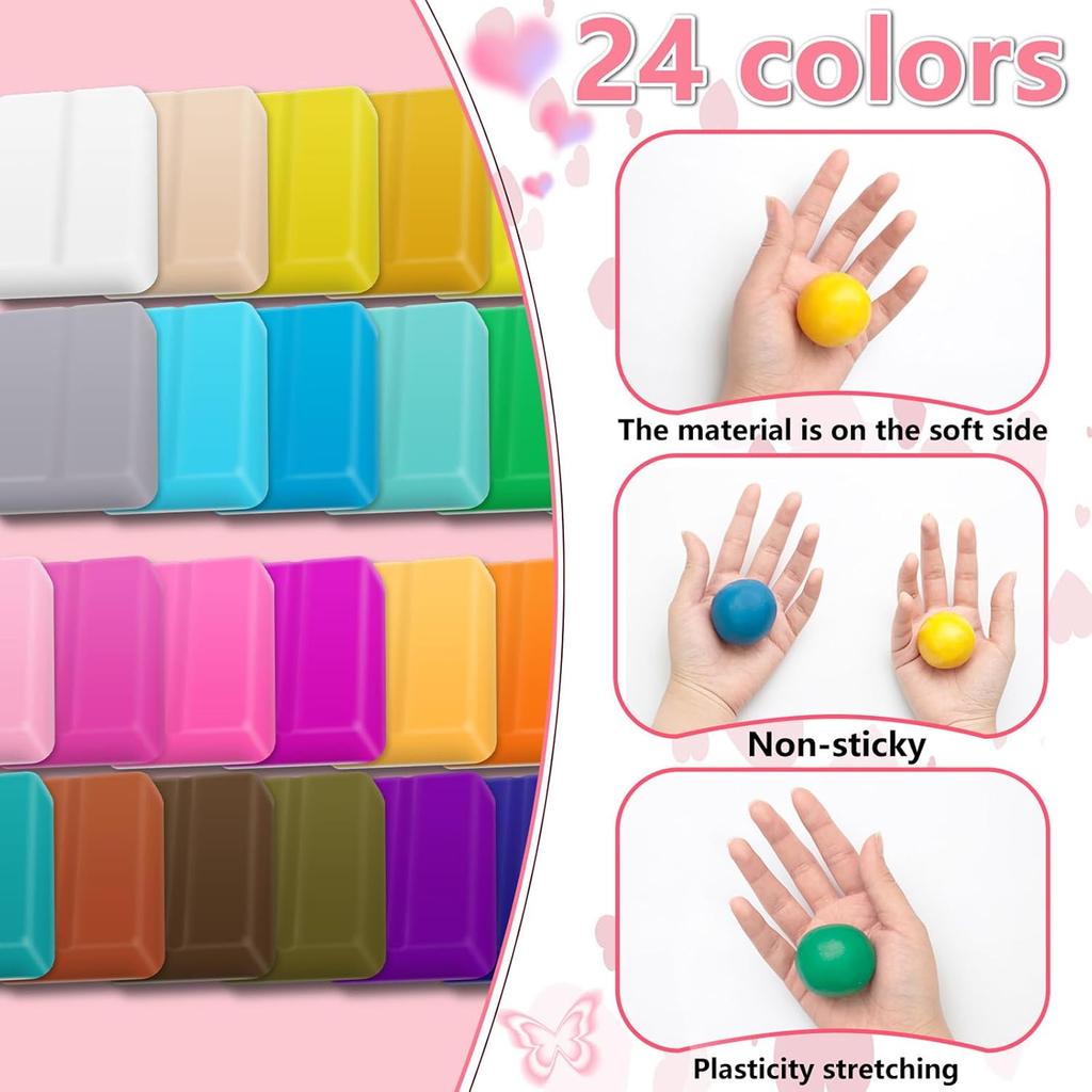 Tonohrringe Herstellungsset, Polymer Ton Ohrringschneider mit Ohrringringen und Haken DIY Schmuckherstellungsset für Frauen Geburtstag Weihnachten Geschenk, 24 Farben