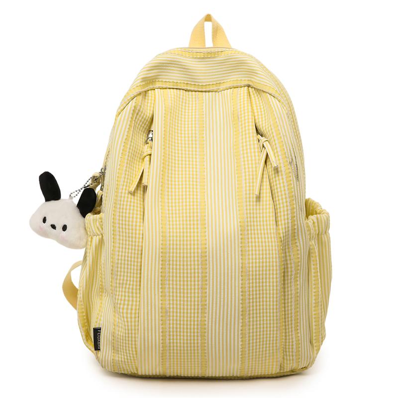 Large Capacity Women's Backpack Striped Student Schoolbag