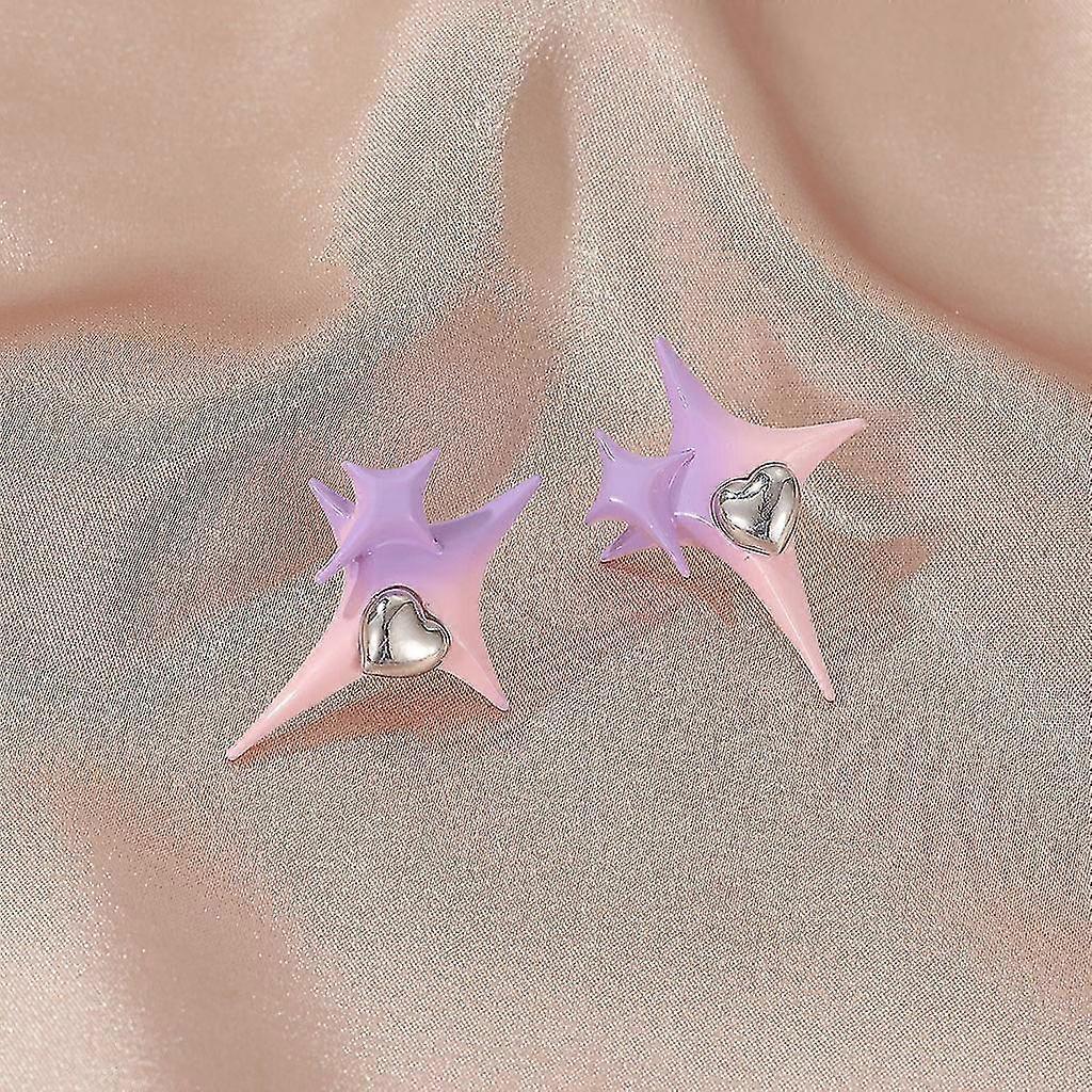 Double-star Gradient Statement Earring Hypoallergenic Stud For Women Girls