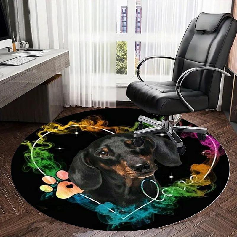 1pc Office Carpet Chair Mats Dachshund Love Heart Perfect for Decorating Office Chairss, Or Bedrooms.YDT538