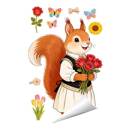 

Spring Fox Window Clings Cartoon Fox Flowers Butterflies Glass Sticker Removable Cute Animal Window Decals for Home Office Shop Decor G