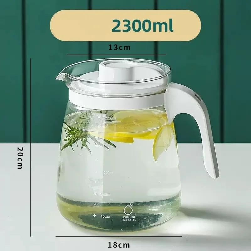 Large Capacity Glass Kettle High Temperature Resistance Water Bottle Household Transparent Teapot Coffee Jug Drinking Utensil