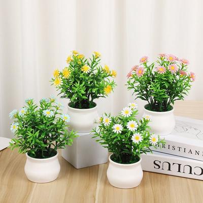 5 Colors Artificial Daisy Fence Small Sunflower 18*22cm Fake Flower Potted  Home Decor