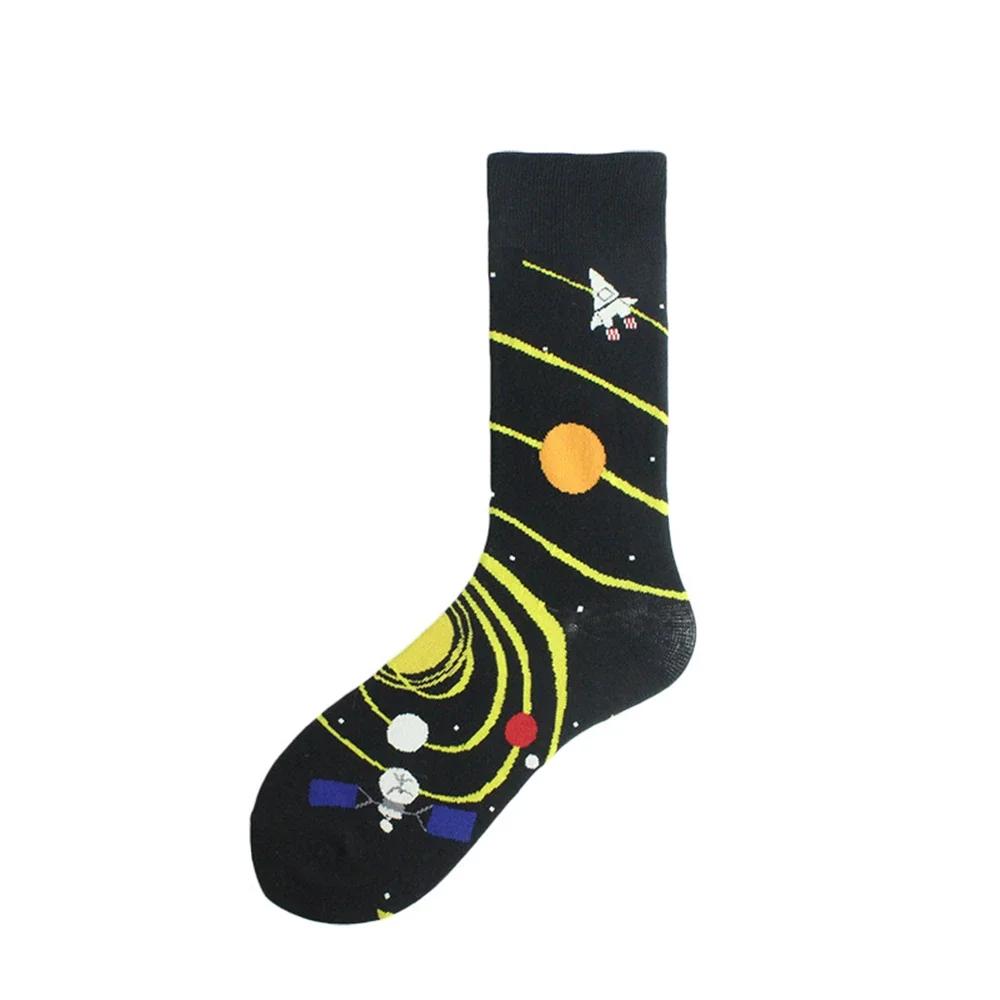 New Funny Alien Planet Universe Men's Cotton Socks European American Fashion Street Dance Trend Crew Hipster Skateboard Unisex