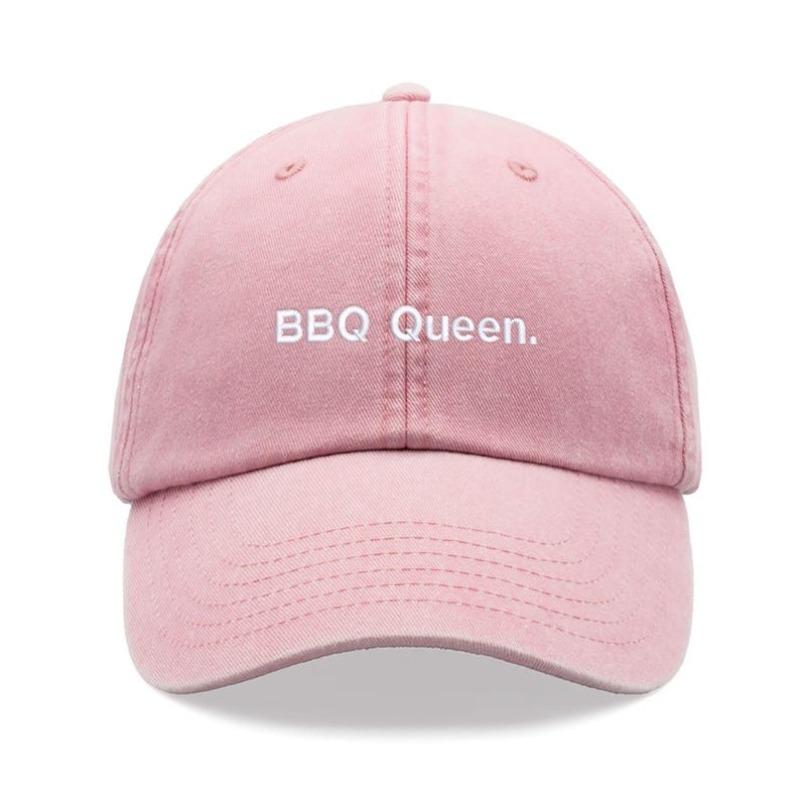 1pc   BBQ Queen   Retro Washed Baseball Cap for Women,outdoor Leisure Washed Adjustable Driver Caps,suitable for Parties,camping Adjustable