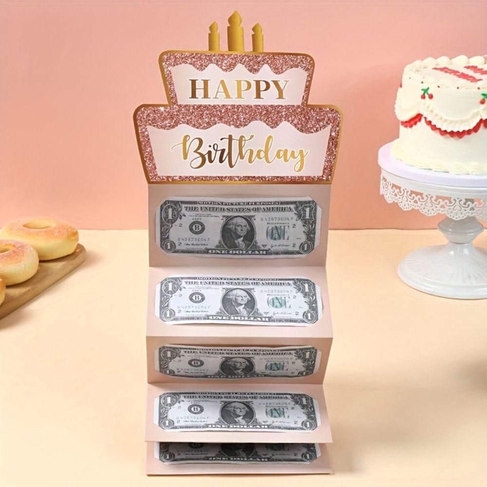 Surprise Money Birthday Card Gold-stamped Birthday Cash Holder Birthday Money Box For Kids Teens
