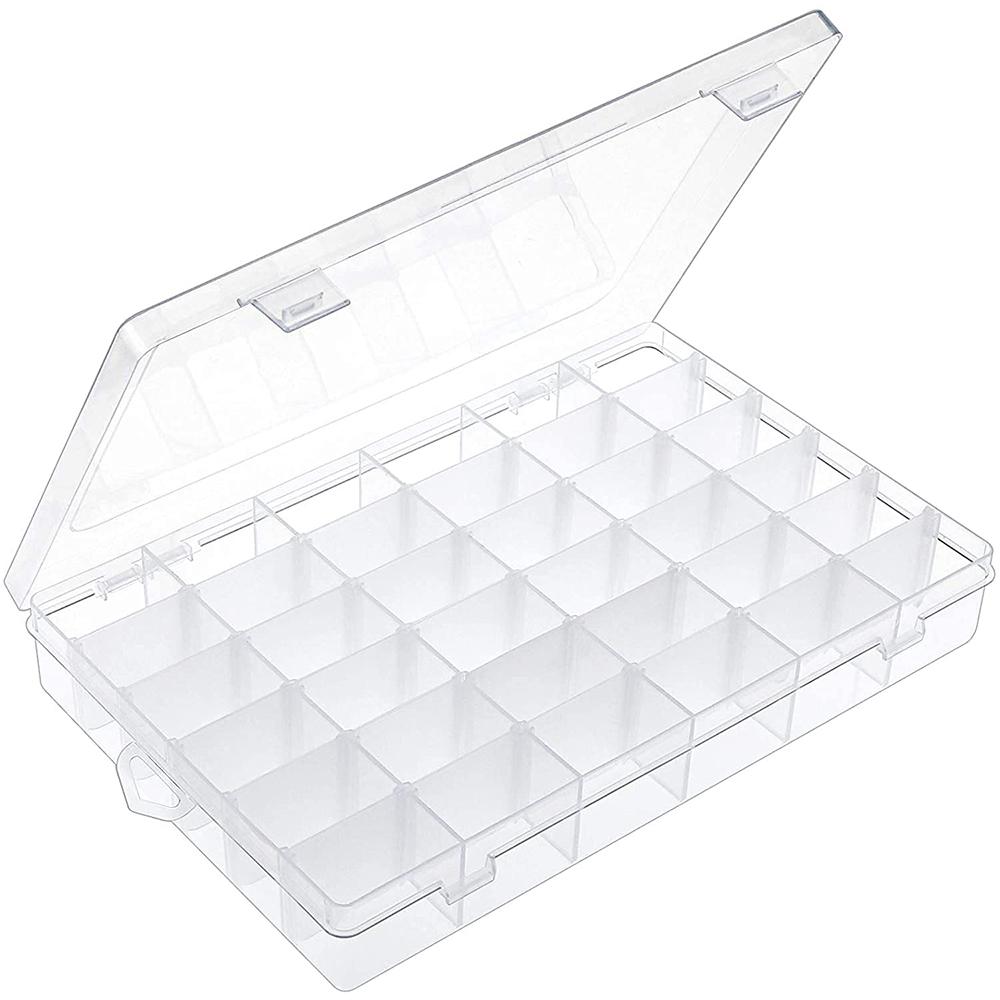 24/36 Grids Plastic Organizer Box Craft Organizer Storage with Adjustable Dividers Bead Box Fishing Tackles Box Jewelry Box