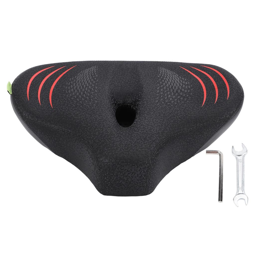 Fahrradsitzkissen Breit Verdickt Stoßdämpfung Atmungsaktives Sattelpad für Peloton Schwarz Rot