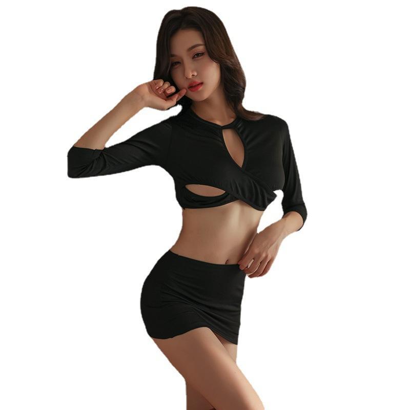 Sexy Uniform Seduction Secretary Hip Skirt Suit New Sexy Tight Women's Lingerie Cosplay Cross-leakage