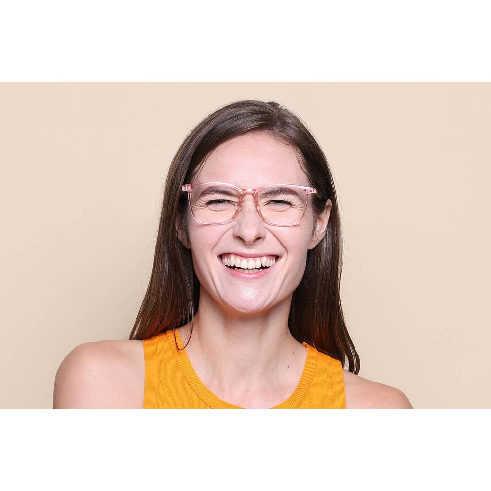 Full Rim Square Transparent Pink Smartbuy Collection Leonidas Cp124c Fashion Unisex Eyeglasses