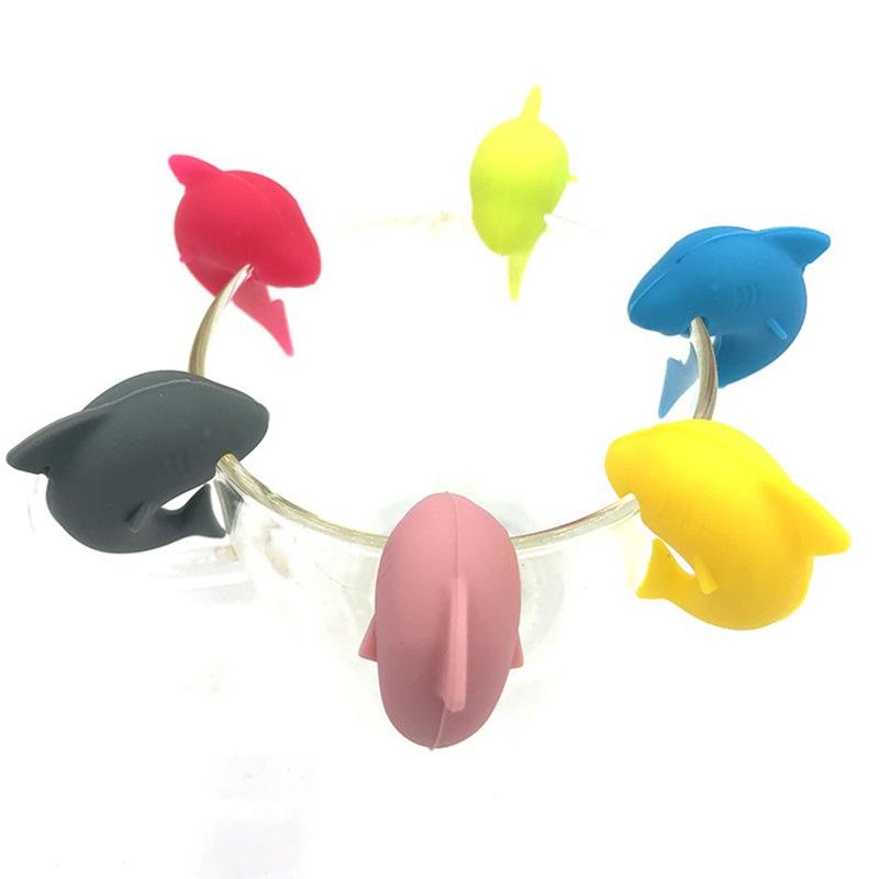 Creative Silicone Shark Cup Recognizer Cute Shark Animal Wine Glass Marker