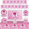 161CT Pink Babe Girl Happy Birthday Party Supplies Hot Pink Girl Party Decorations Tableware for 20 Guests for Baby Shower