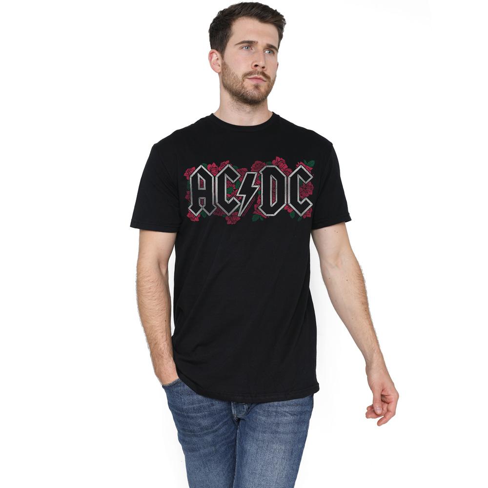 AC/DC Mens Roses Logo T-Shirt