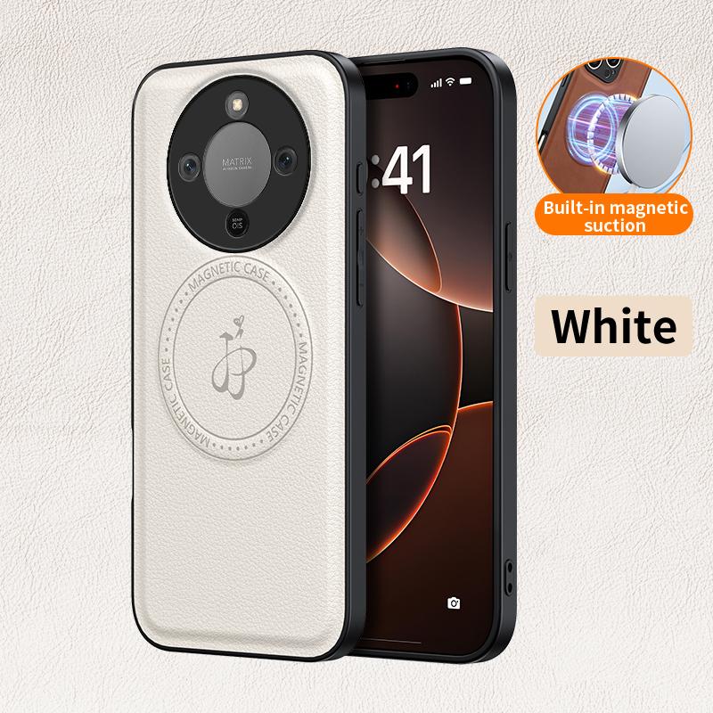

Магнитный чехол для беспроводной зарядки для Honor X9d Защитная накладка из ПУ кожи Жесткая задняя крышка Coque Funda белый