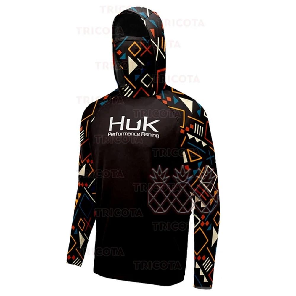 Cross-border HUK hooded fishing suit summer long-sleeved sunscreen T-shirt breathable face towel integrated fishing suit Luya
