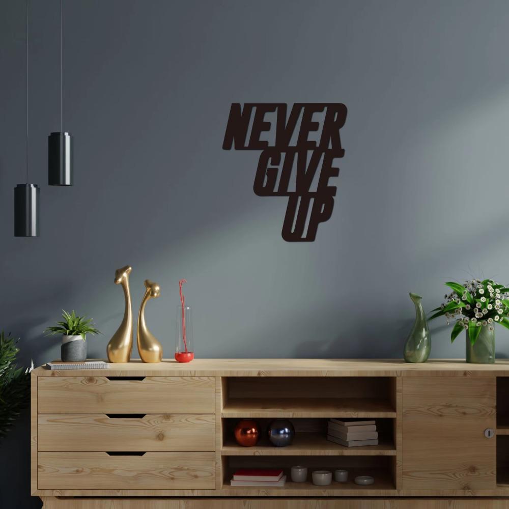 1pc "Never Give Up" Metal Sign Inspirational Metal Wall Decoration Stylish Wall Art & Hangings Ideal for Nursery & Bedroom Decor
