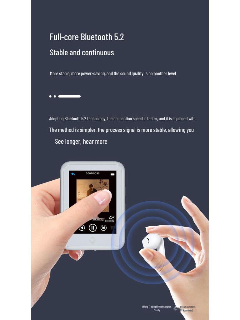 Wireless MP3/MP4 Music Player with Touch Screen, Card Slot, Loudspeaker, E-Book Reader, MP5 Support, and Long Battery Life