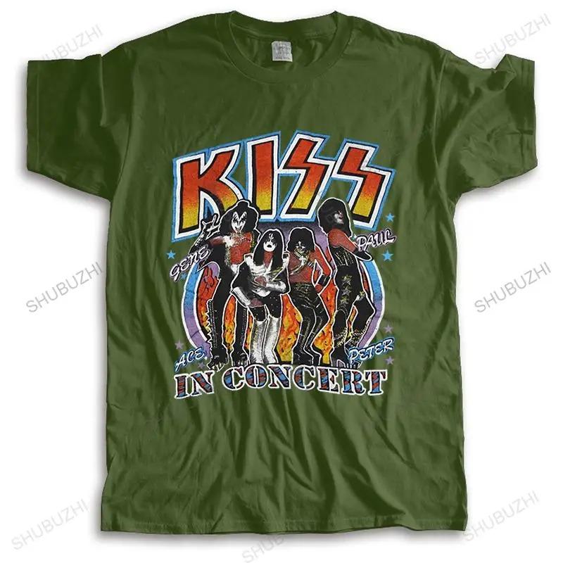 

Футболка хлопковая летняя винтажная унисекс с круглым вырезом, забавный топ KISS IN Concert, повседневная футболка большого размера 4XL