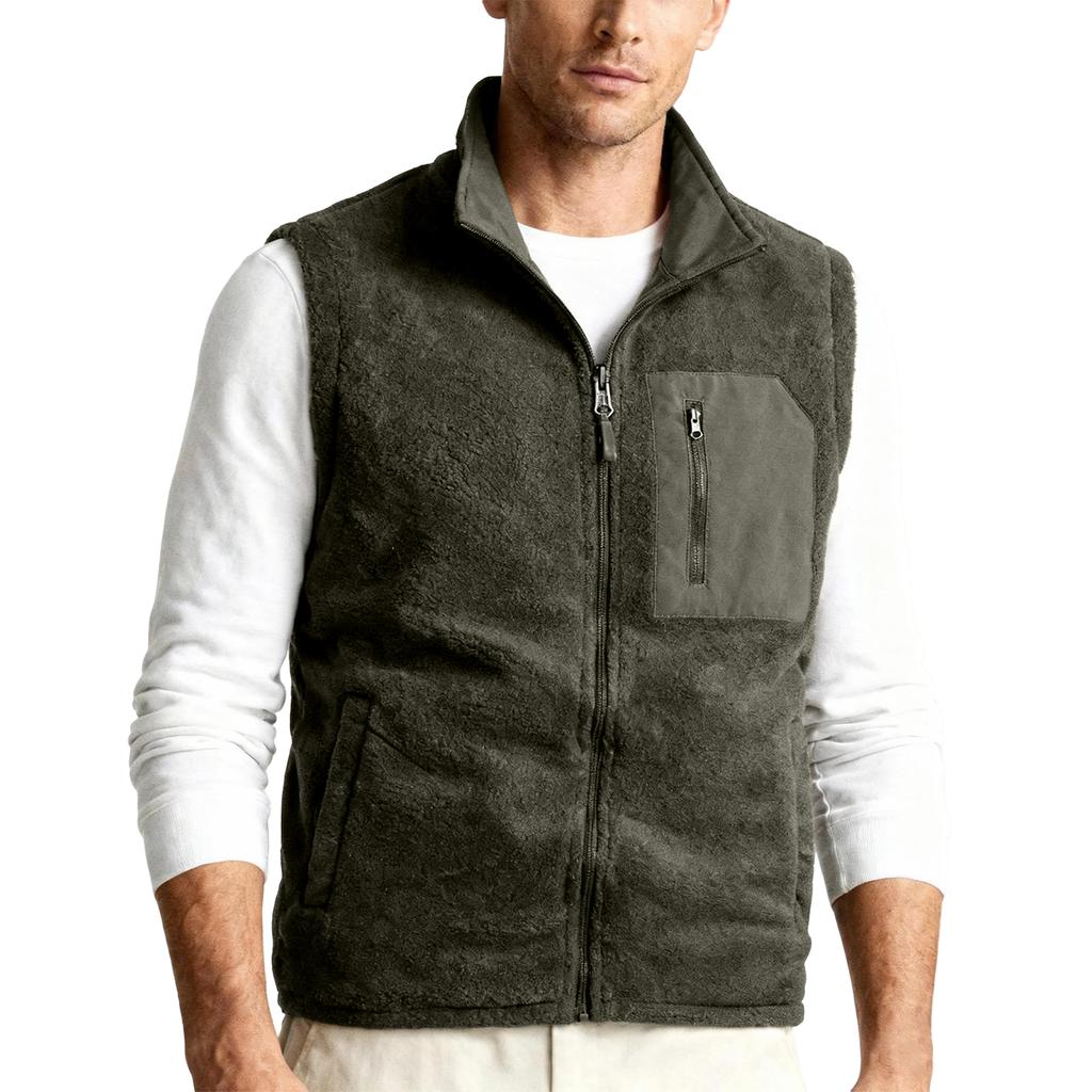 Men's Outdoor Cargo Vest Fishing Work Travel Photo Vests Zip Up Stand Collar Sleeveless Jacket With Pockets
