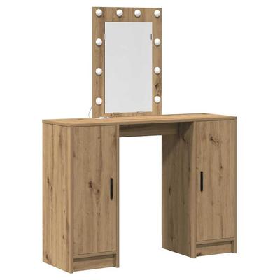 Makeup Table with Storage Brown 102 X 33 X 135 Cm Engineered Wood