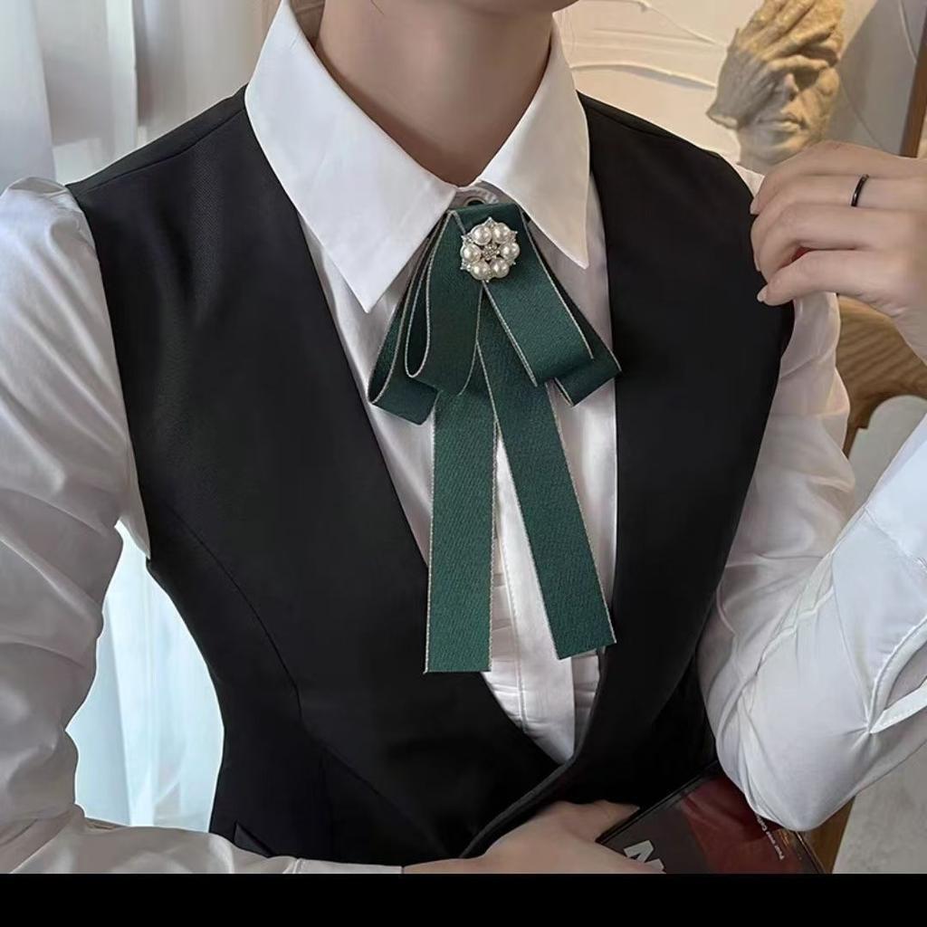 New Fashion Collar Solid Women Ribbon Bow College Bowtie Shirt Dress Neckline Decoration Necktie Elegant Jewelry Collar