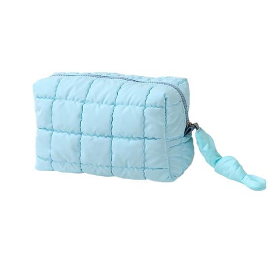 Cotton Makeup Bag Zipper Closure Large Capacity Cosmetic Pouch Cotton Check Lining Small Items Makeup Case