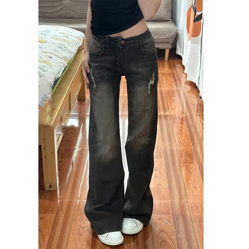 

Джинсы женские весенние новые свободные и тонкие с высокой посадкой прямого кроя до пола в стиле ретро с Хай-стрит XL