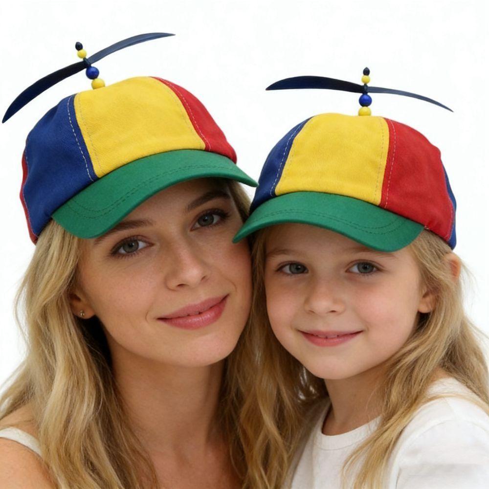 Abnehmbare Propeller-Baseballkappe Verstellbare Baumwoll-Bambus-Libellenkappe Color-Block Regenbogen-Design