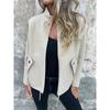 Autumn Winter New Women's Casual Wool Lapel Tether Fake Pocket Blazer