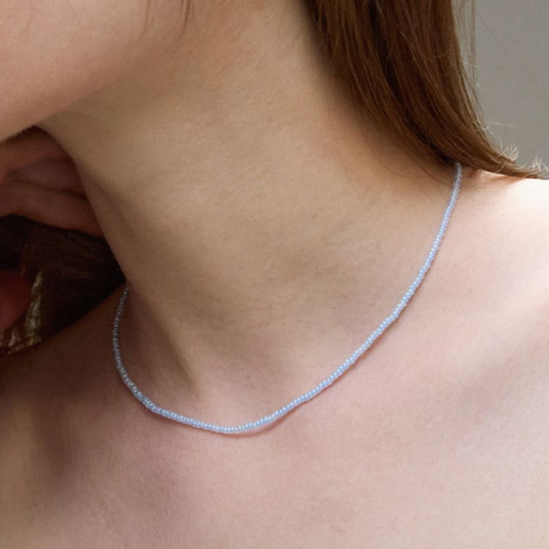 

PAIGEFLYNN JEWELRY [925 Silver] Blue Cielo Bead Necklace Silver_FREE