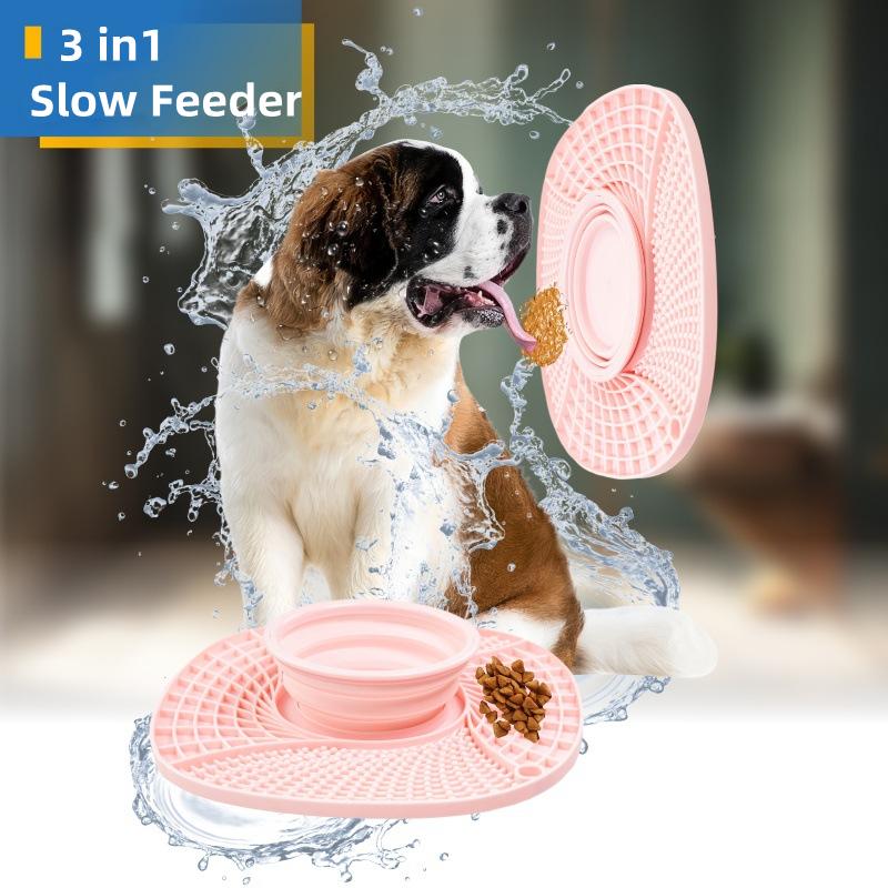 Pet  Placemat Folding Silicone Cat Dog Slow Food  With Suction Puppy Licking Feed Drink Mat Portable Placemat  Supplies