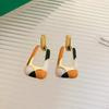 Women Colorful Enamel Trapezoid Earrings Hollow Geometric Long Dangle Ear Jewelry For Party Fashion