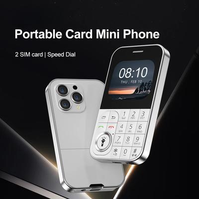 Kleines Karten-Mobiltelefon mit Dual-SIM-Standby, Taschenlampe, magische Sprach-Kurzwahl, Retro-Kamera, farbenfrohes tragbares Feature-Phone