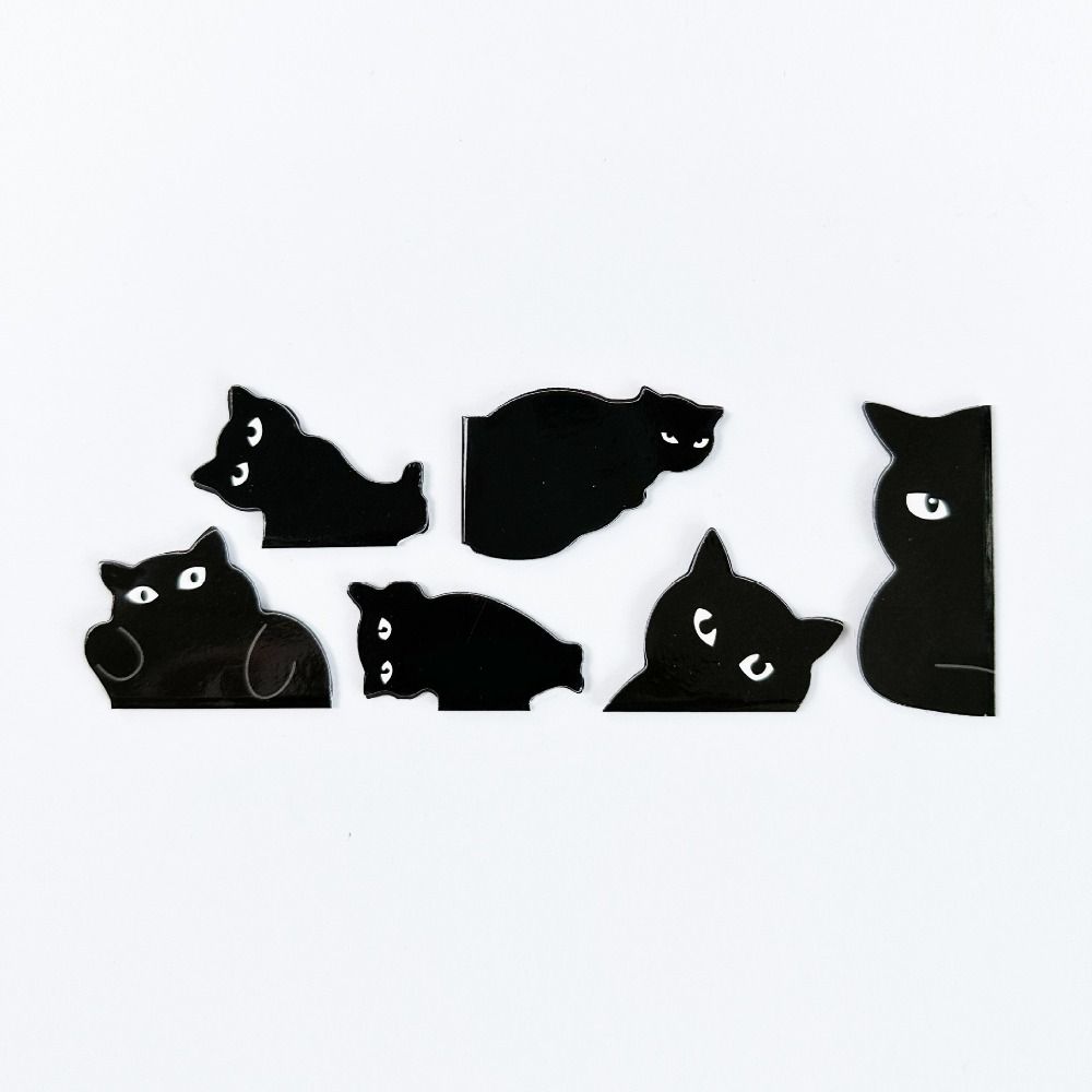 6PCS Black Magnetic Bookmarks Magnetic Pagination Mark New Black Cat Bookmark Students Teachers