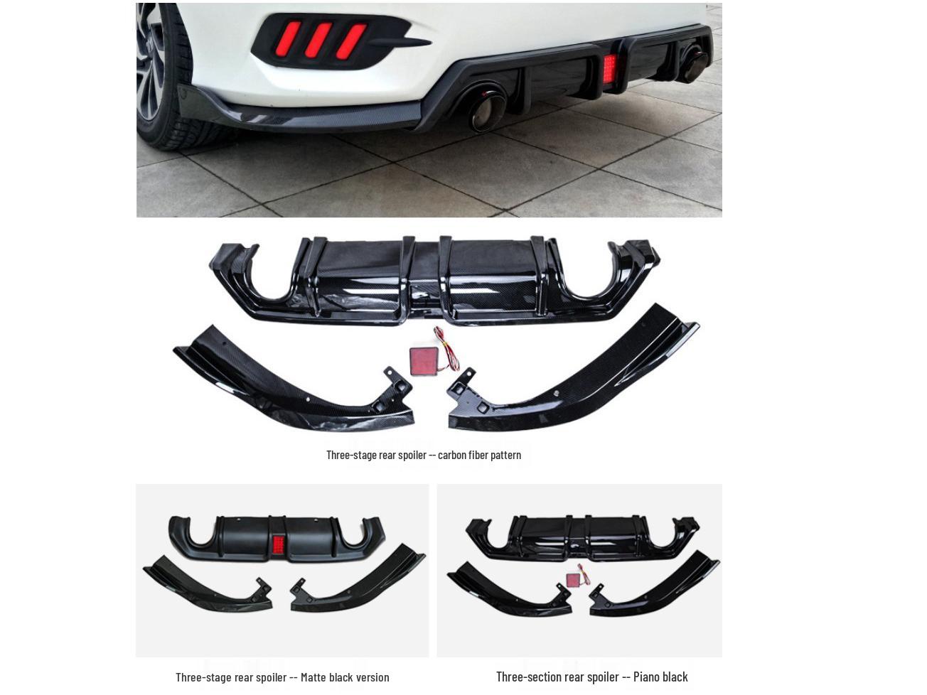 

Compatible Rear Spoiler Kit with Lights for 10th-Gen Civic: Three-Section Lip & Bumper Modification