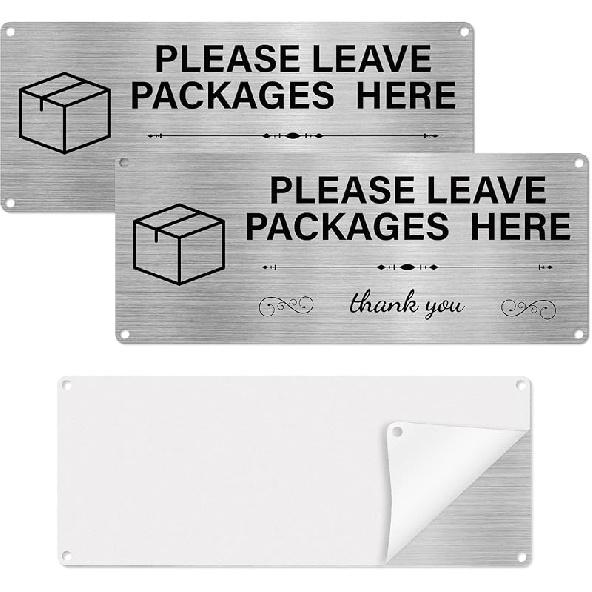 Please Leave Packages Here Signs 10  x 4  Deliveries Sign Aluminum Package Delivery Sign for Outside Front Door Home Office Shop 2 Pack серебряный