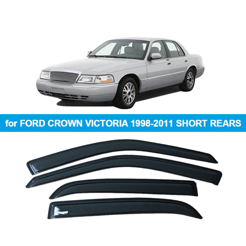 

Compatible with 1998-2011 Ford Crown Victoria: Rear Rain & Sun Visor Side Window Deflector.