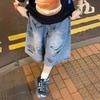 Denim Shorts Summer Retro Graffiti Cropped Jeans Men's Street Trend High Waist Wide Leg Shorts for Men and Women