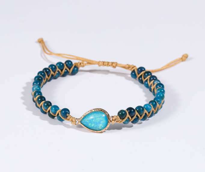 Double row apatite bracelet hand woven adjustable double row bracelet Christmas gift apatite water drop bracelet